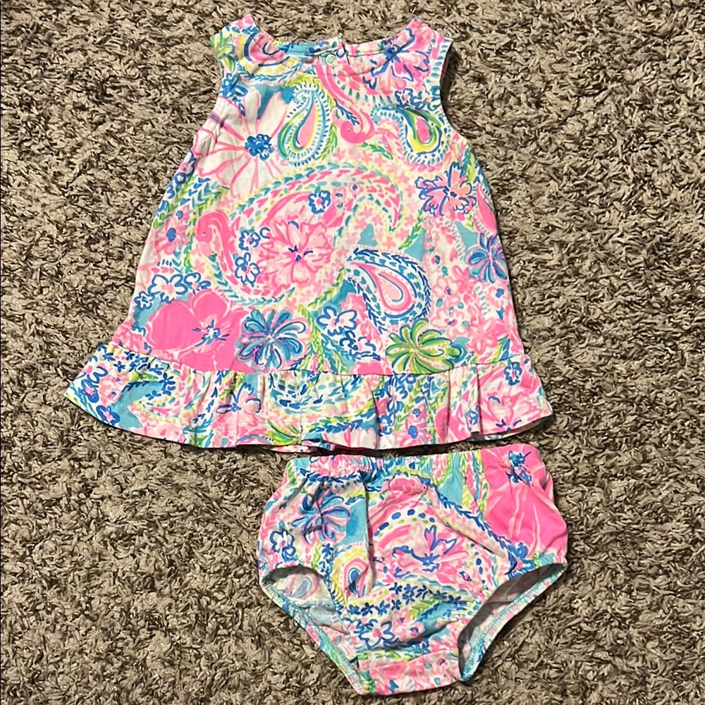 Lilly Pulitzer Colorful Paisley Baby Dress and Bloomers Set